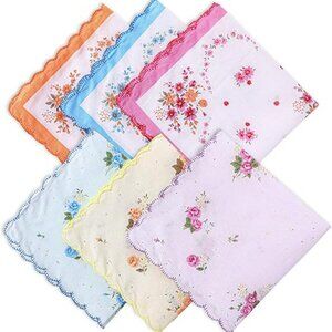 6 Cotton Floral Handkerchiefs Different Colors Great for Tea Parties Hankies